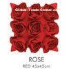 Cotton / Feather Felt Decorative Pillow Cover Applique With Red Rose , 45x45 Cushion