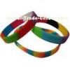 Colorful Segmented Silicone Wristband Bracelet , Silicone Rubber Bands