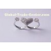 Ladies White Heart 925 Sterling Silver Rings For Party with AAA CZ , Rhodium plating IR1096