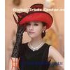 Bright Red Fashionable Womens Straw Hat , straw hat with bowknot