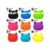 Cartoon Soft Silicone Coin Purse For Kids Wallets , 9 Colors Pointed Ears Cats