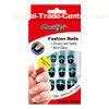 Bohemia pattern Adult Fingers Fake Nails with Black , white , blue colors