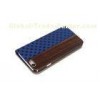 Dark Dois De Wood and Blue PU Leather iPhone 6 Phone Cases , Mobile Phone Flip Case