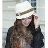 Telescope Crown Fashion Wool Felt Hats Dark Coffee With Chains for Party
