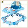 Blue Carton Rolling Baby Walker With Lovely Toys , Plastic Baby Walker