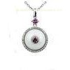 Ladies White Ceramic Silver Necklace With Pink Main Stone , Silver Pendant Necklace CSP0613