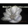 Satin Braid Ladies White Church Hats , Mushroom Crown With Small Peaks Shape
