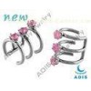Non - toxic Fancy 14g Non - Piercing Ear Body Piercings Jewelry Pink Zircon Stone Surgical