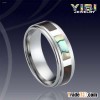 8MM Abalone & Black Shell Inlaid Stepped Edges Tungsten Ring Comfort Fit TX-299