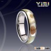 Men's tungsten Ring with Shell Inlay and Brushed
