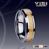 8mm Bevele Edges Gold Foil Inlay Tungsten Ring TX-209