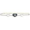 White Zircon Bracelet With Black Ceramic , Silver Heart Bracelet CSB0634