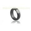 Rhodium Plated Ceramic Silver Ring Black With Crystal Diamond , CSR0165