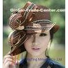 Brown Polyester Church Women Hats Satin Ribbon Hats for Church Party and any Special Occasion