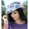 Purple Printing Wedding Organza Hat / Two Layer Flying Organza Brim
