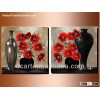 home decro modern oil painting red flowers in vases