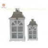 Contemporary white Wood Candle Lantern for garden / Home Decor