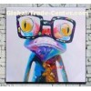 Cartoon Animal Abstract Oil Painting Frog Wears Glasses Wall Stickers for Kids Rooms for Living Room