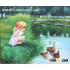 hand painted lovely girl sitting side the river oil painting