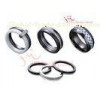 Custom Micro Pave Sterling Silver Jewelry Sets Cubic Zirconia Bridal Black Ceramic Rings