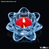 Blue transparent crystal lotus glass candle holder supplier