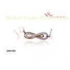 Double Infinity Ceramic Silver Pendant Necklace In Diamond Cut CZ Gold Plated