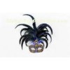 Custom Blue Carnival Venetian Masks With Metal Feather 15 " For Halloween