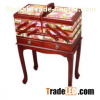 Standing Cantilever Wooden Sew Box with Tapestry