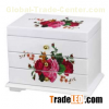 Floral Pattern Musical Wooden Jewelry Cabinet Box
