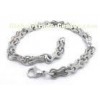 Adjustable Silver Stainless Steel Bangle Bracelets With Double Bone Charms Link