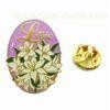 Resin Dome Zinc alloy gold plated Lacquered Metal Pin Badges with Custom Flowers logos