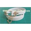 Dress White Cloth Belts For Women , gold buckle with rhinestone and gold chain