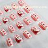 Pink Hello Kitty 3D Cartoon Fake Fingernails Art With Heart / Diamonds