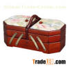 Wooden Fabric Cantilever Folding Accordion Sewing Box Basket