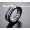 Three Finger Black Women Ceramic Silver Ring With Rhodium plated