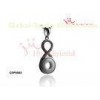 Simple infinity loop 925 Sterling Silver pendant Necklace in Rosegold Plated And White Ceramic