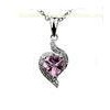 Lady 925 Sterling Silver Heart Pendant micropave setting With Pink , White Stone For Gift IP1157