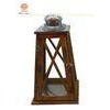 Rustic Tapered Hurricane Wood Candle Lantern with Glass Panes Style