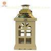 House Panes Living room decorative Wood Candle Lantern with Stainless steel top