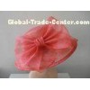 Stylish Red Sinamay Hats For Women Trimmed With Elegant Big Bow , Wedding Caps