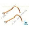 Gold Unisex Screw Nose Stainless Steel Stone Body Piercings Jewelry , ADBJ-0021
