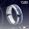 tungsten ring with fiber and silver inlay TX-145