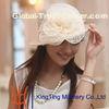 western round top Womens Straw Hat , packable fedora straw hat With big flowers