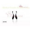 Long Drop Plain Silver Leaves Shaped Ceramic Huggies Earrings In Fancy CZ Stones