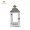 17inch High Indoor Glass Stainless steel Wood Candle Lantern for  Centernpiece Decoration