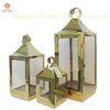 Christmas LED candle Decorative stainless steel lanterns with Glass