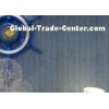 Mediterranean Style Modern Striped Wallpaper , Blue Non woven Wallpaper