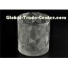 Contemporary Glass Candle Holder Transparent With Embossed Pattern