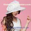 White Organza Hats For Women With Big Organza Flower Trimming