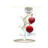 Art Deco Hand Blown Glass Candleholders Pillar , White Tree Red Heart
